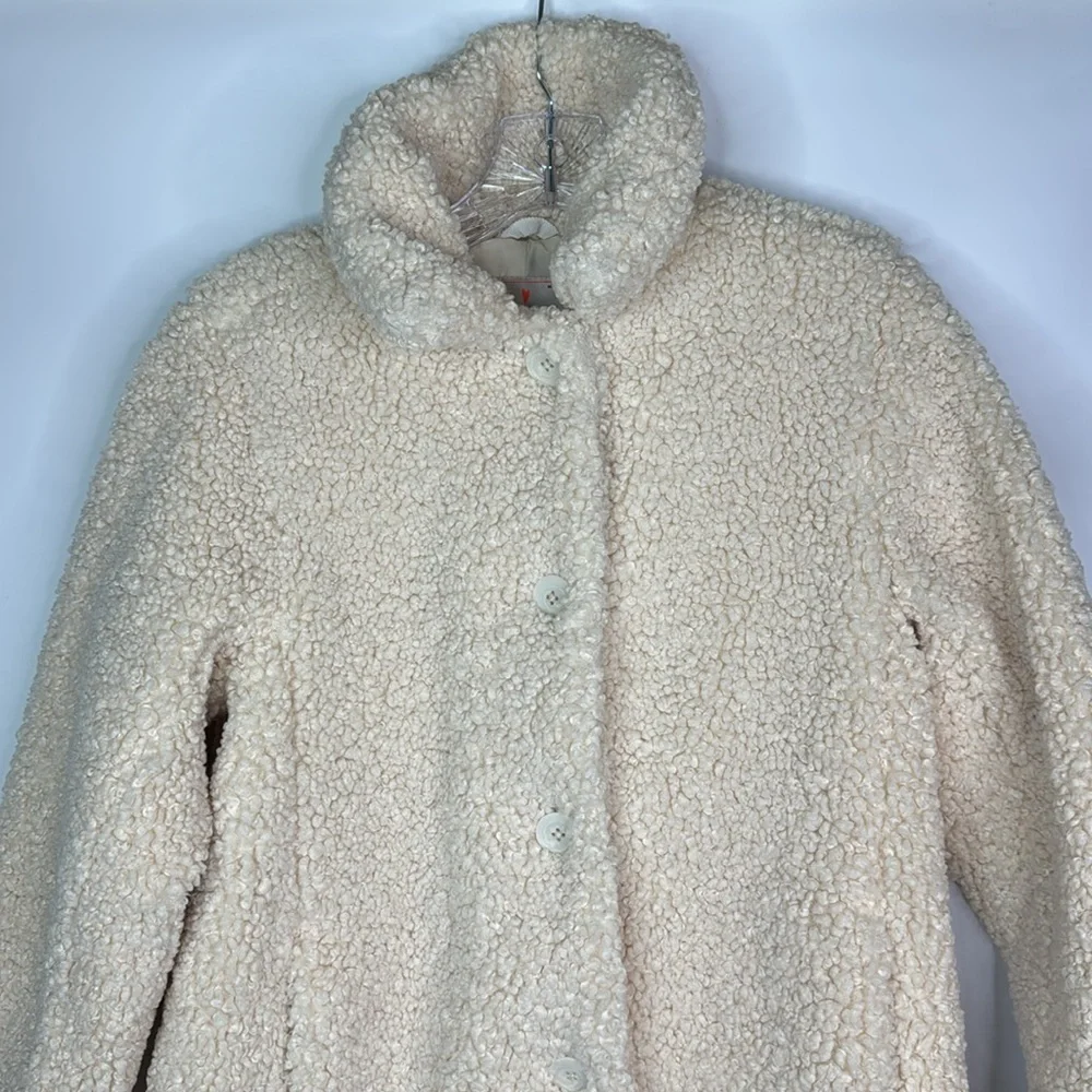 Crewcuts Cream Teddy Sherpa Button Up Jacket Size Large